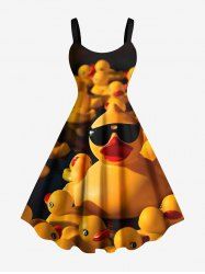 Robe débardeur hawaïenne coupe trapèze grande taille à imprimé canard cool - Jaune XS