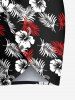 Two Tone Tropical Leaf Hibiscus Flower Print Plus Size Matching Hawaii Beach Outfit For Couples -  