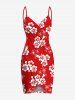Coconut Tree Hibiscus Flower Print Plus Size Matching Hawaii Beach Outfit For Couples -  