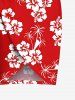 Coconut Tree Hibiscus Flower Print Plus Size Matching Hawaii Beach Outfit For Couples -  