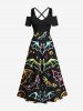 Halloween Bat Galaxy Print Plus Size Matching Outfit For Couples -  