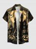 Halloween Pumpkin Skull Castle Bat Tree Moon Print Plus Size Matching Outfit For Couples -  