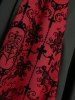 Haut à manches évasées et épaules dénudées en dentelle floquée et pantalon évasé en maille à motifs de têtes de mort, tenue grande taille - Noir 