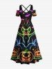 Halloween Bat Pumpkin Moon Heart Print Plus Size Matching Outfit For Couples -  