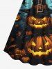 Halloween Pumpkin Hat Tree Bat Moon Print Plus Size Matching Outfit For Couples -  