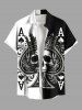 Halloween Poker Skull Heart Two Tone Colorblock Print Plus Size Matching Outfit For Couples -  