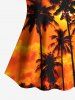 Maillot de bain tankini hawaïen coupe garçonne à imprimé cocotiers, ombré, crépuscule et coucher de soleil (bretelles réglables) - Orange 3X