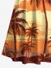 Tenue de plage hawaïenne assortie grande taille à imprimé cocotier et crépuscule pour couples - Jaune 