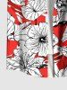 Plus Size Hibiscus Flowers Leaf Print Buttons Pocket Hawaii Shirt For Men -  