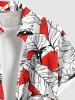 Plus Size Hibiscus Flowers Leaf Print Buttons Pocket Hawaii Shirt For Men -  