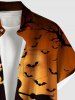 Chemise à boutons et poches pour homme, grande taille, motif chauve-souris, citrouille, magicien, arbre - Brun XL