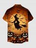 Chemise à boutons et poches pour homme, grande taille, motif chauve-souris, citrouille, magicien, arbre - Brun 2XL