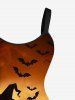 Plus Size Halloween Costume Bat Pumpkin Wizard Tree Print Tank Dress -  