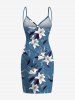 Plus Size Flower Leaf Print Hawaii Convertible Beach Cover Up -  