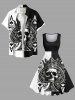 Plus Size Halloween Poker Skull Heart Two Tone Colorblock Print 1950s Vintage Dress -  