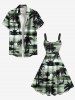 Plus Size Coconut Tree Sea Waves Print Hawaii Tank Dress -  