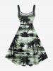 Plus Size Coconut Tree Sea Waves Print Hawaii Tank Dress -  