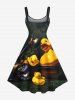 Plus Size Ducks Telephone Print Hawaii Tank Dress -  