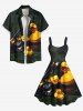 Plus Size Ducks Telephone Print Hawaii Tank Dress -  