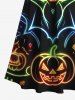 Plus Size Halloween Bat Pumpkin Moon Heart Print Cold Shoulder Crisscross Maxi Dress -  