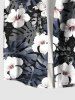 Plus Size Hibiscus Flowers Tropical Leaf Print Buttons Pocket Hawaii Shirt For Men -  