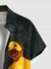 Plus Size Ducks Telephone Print Buttons Pocket Hawaii Shirt For Men -  