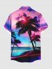 Plus Size Coconut Tree Seascape Cloud Print Buttons Pocket Hawaii Shirt For Men -  
