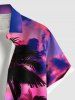 Plus Size Coconut Tree Seascape Cloud Print Buttons Pocket Hawaii Shirt For Men -  