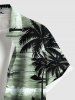 Plus Size Coconut Tree Sea Waves Print Buttons Pocket Hawaii Shirt For Men -  