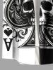 Plus Size Halloween Poker Skull Heart Two Tone Colorblock Print Buttons Pocket Shirt For Men -  
