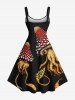 Plus Size Squid Mushroom Print Hawaii A Line Tank Dress -  
