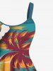 Robe débardeur trapèze hawaïenne grande taille à imprimé cocotiers et mer - Orange XS