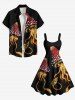 Plus Size Squid Mushroom Print Hawaii A Line Tank Dress -  