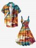 Plus Size Coconut Tree Sea Print Hawaii A Line Tank Dress -  