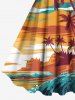 Plus Size Coconut Tree Sea Print Hawaii A Line Tank Dress -  