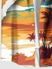 Chemise hawaïenne grande taille à imprimé cocotiers et mer pour homme - Orange XL