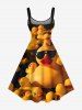 Plus Size Cool Duck Print Hawaii A Line Tank Dress -  