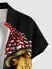 Plus Size Squid Mushroom Print Hawaii Button Pocket Shirt For Men -  