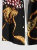 Plus Size Squid Mushroom Print Hawaii Button Pocket Shirt For Men -  