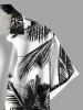 Chemise hawaïenne grande taille à imprimé cocotiers et peinture à l'encre pour homme - Blanc L