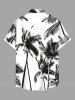 Chemise hawaïenne grande taille à imprimé cocotiers et peinture à l'encre pour homme - Blanc XL