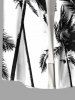 Plus Size Coconut Tree Ink Painting Print Hawaii Button Pocket Shirt For Men -  