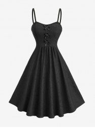 Jacquard Embroidered Textured Cross Bowknot A Line Dress -  