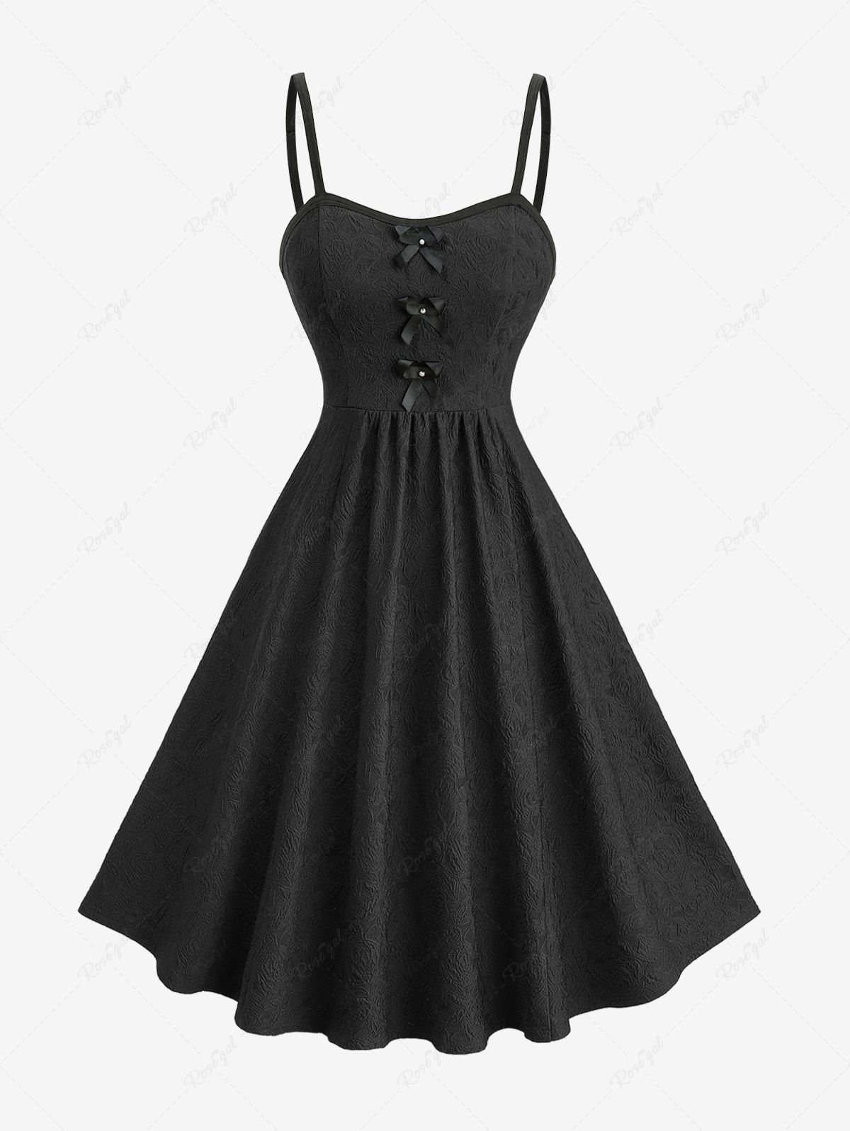 Robe trapèze à nœud croisé texturé et brodé en jacquard Noir XL