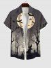 Costume d'Halloween chauve-souris, lune, arbre, wazird, imprimé grande taille, tenue assortie pour couples - Gris 