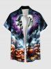 Halloween Moon Pumpkin Maple Leaf Bat Cloud Print Plus Size Matching Outfit For Couples -  