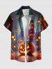 Tenue assortie grande taille pour couple, motif château citrouille et lampadaire d'Halloween - Orange 