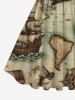 Distressed Skull Sailboat Map Steering Wheel Print Plus Size Matching Hawaii Beach Outfit For Couples -  