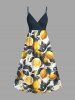 Lemon Leaf Print Plus Size Matching Hawaii Beach Outfit For Couples -  