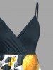 Lemon Leaf Print Plus Size Matching Hawaii Beach Outfit For Couples -  
